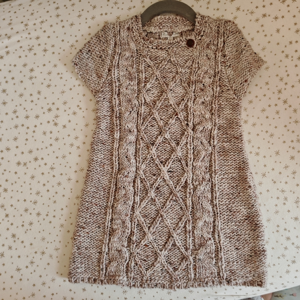 2/25 Mayoral little girl White & Brown Knitted Sweater Dress